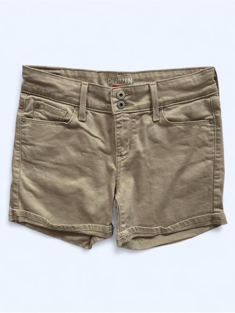 Denizen From Levi’s Modern Shorts Khaki Tan Size 2 Mid Rise Cuffed Hem Mid Rise